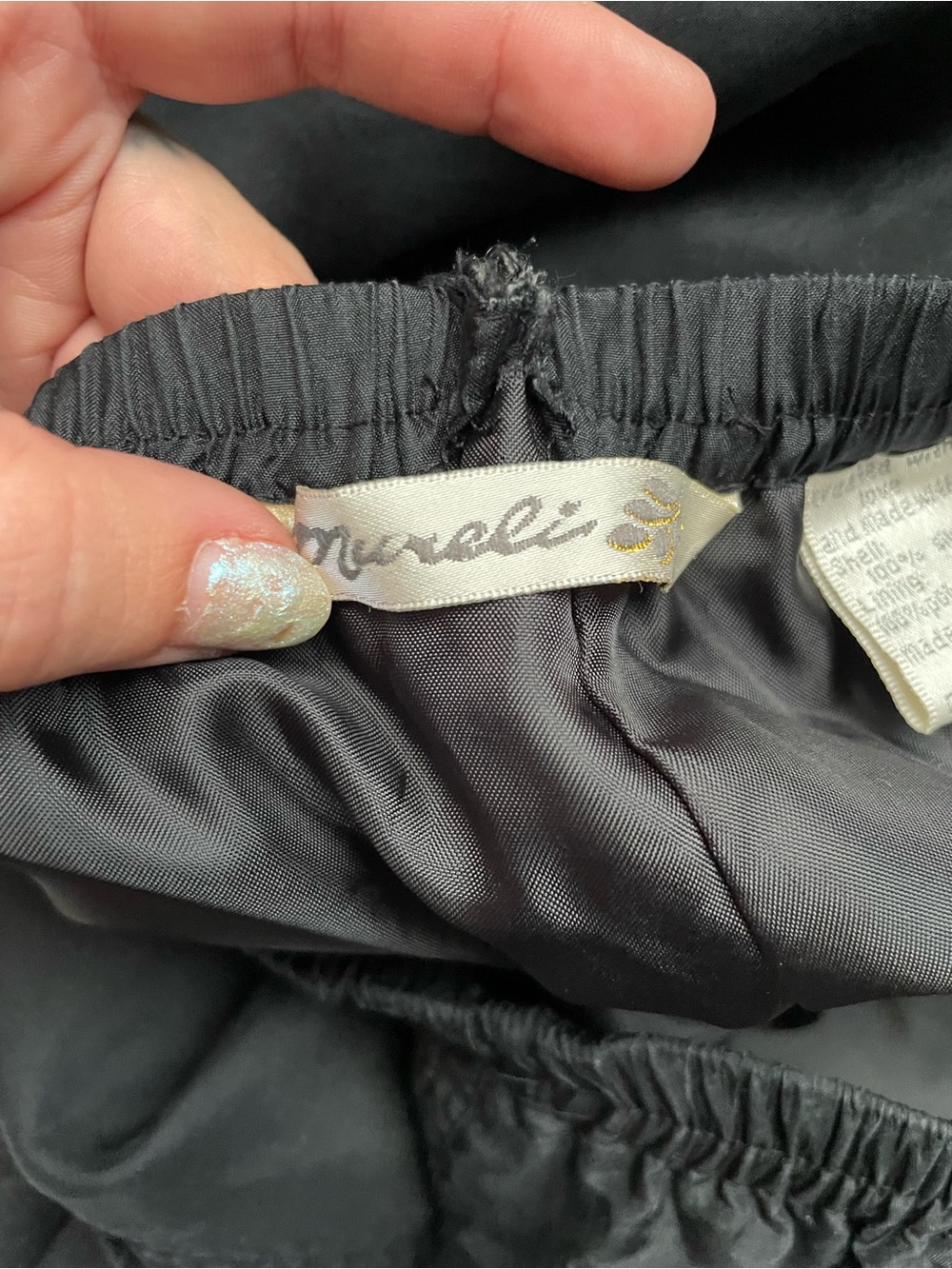Mureli Vintage 100% Silk Pants Womens Small Black Elastic Waist Lined Trouser S - Picture 4 of 10